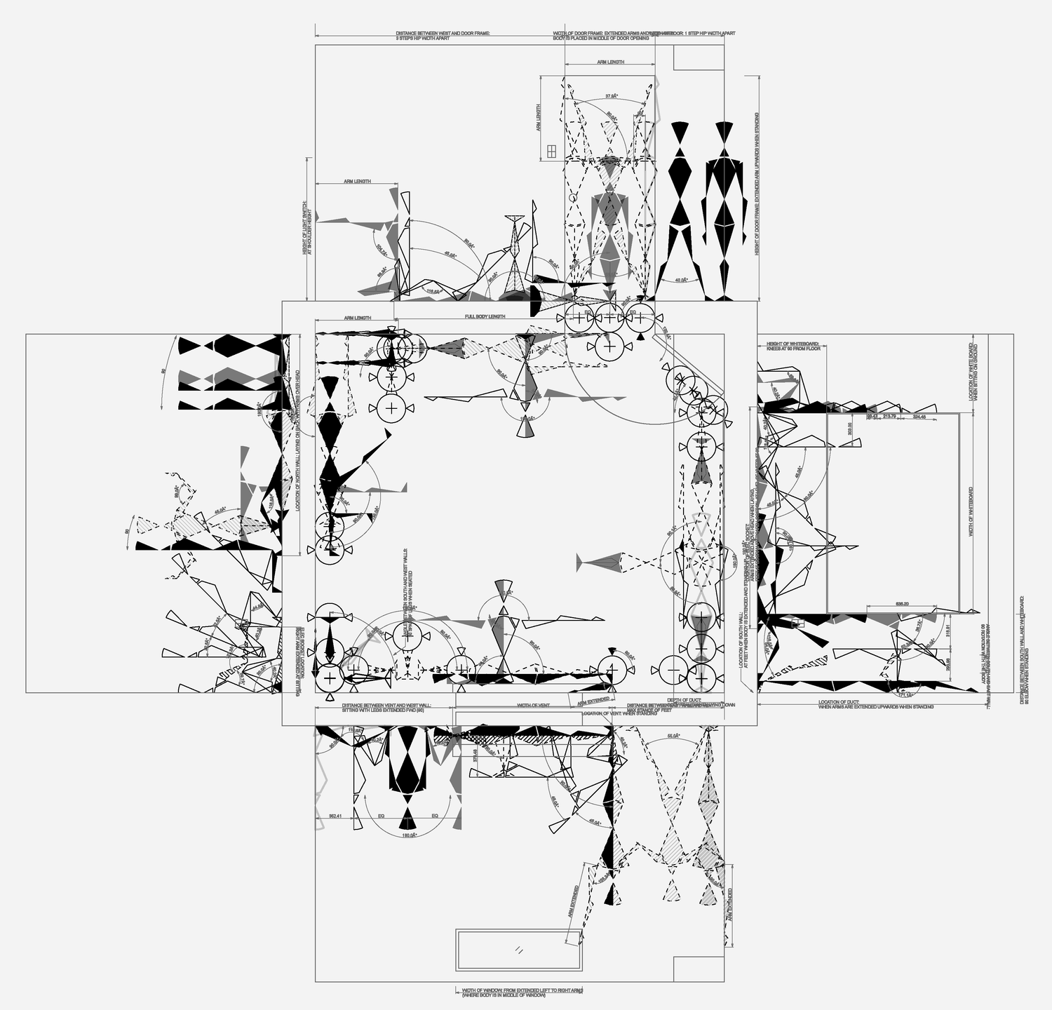 Movement script of a physical room in DISTORTIONS by Sara D’Amato 